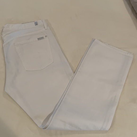 7 for all mankind white denim “standard” fit button fly jean. Straight leg - Picture 5 of 7
